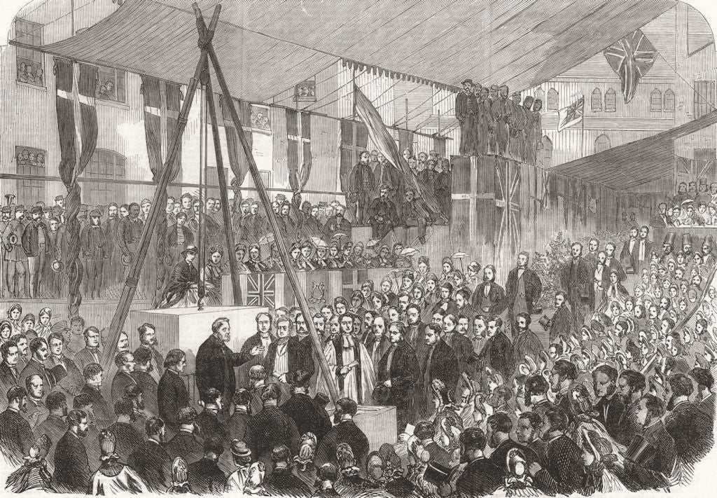 LONDON. keystone, Sailors Home extension, Well St, Docks 1863 old print